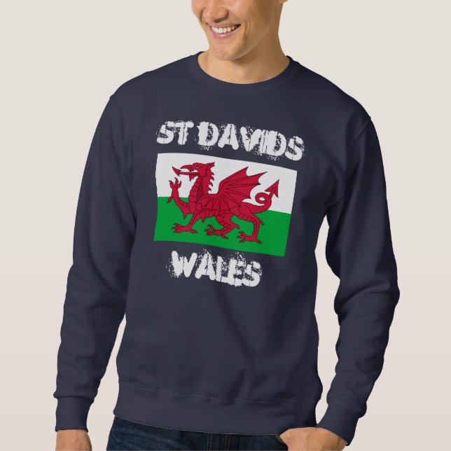 Saint Davids, Wales med walesisk flagga Långärmad Tröja (Framsida)