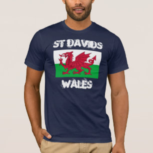 Saint Davids, Wales med walesisk flagga Tee Shirt