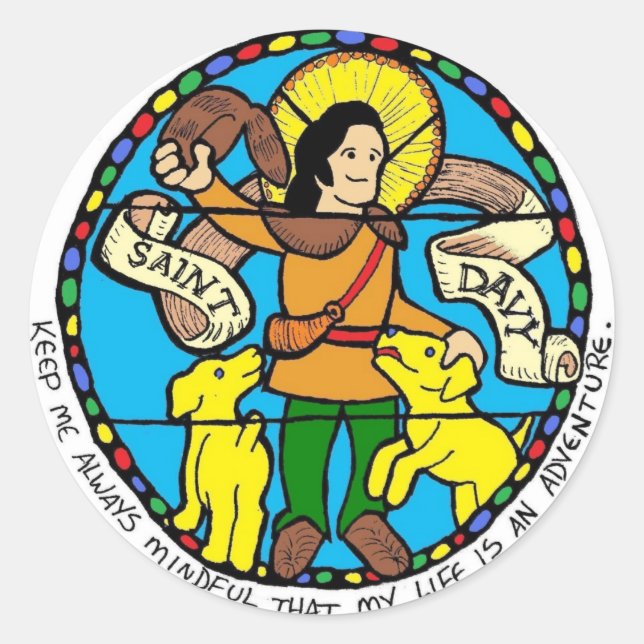 Saint Davy Round Sticker Runt Klistermärke (Framsida)