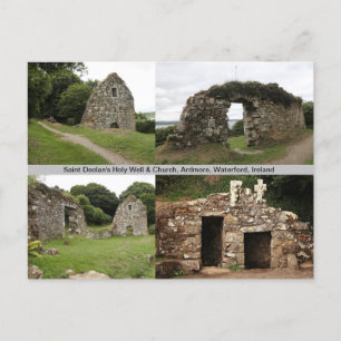 Saint Declan's Heliga well & Church Ireland Postca Vykort