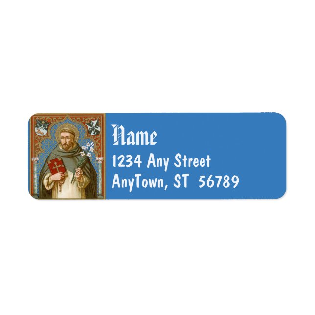 Saint Dominic de Guzman (BK 011) Blue Returadress Etikett (Framsidan)