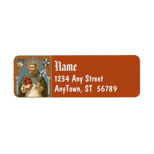 Saint Dominic de Guzman (BK 011) Red Returadress Etikett (Framsidan)