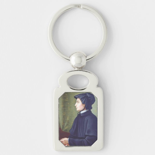 Saint Elizabeth Ann Seton Rektangulärt Silverfärgad Nyckelring (Framsidan)