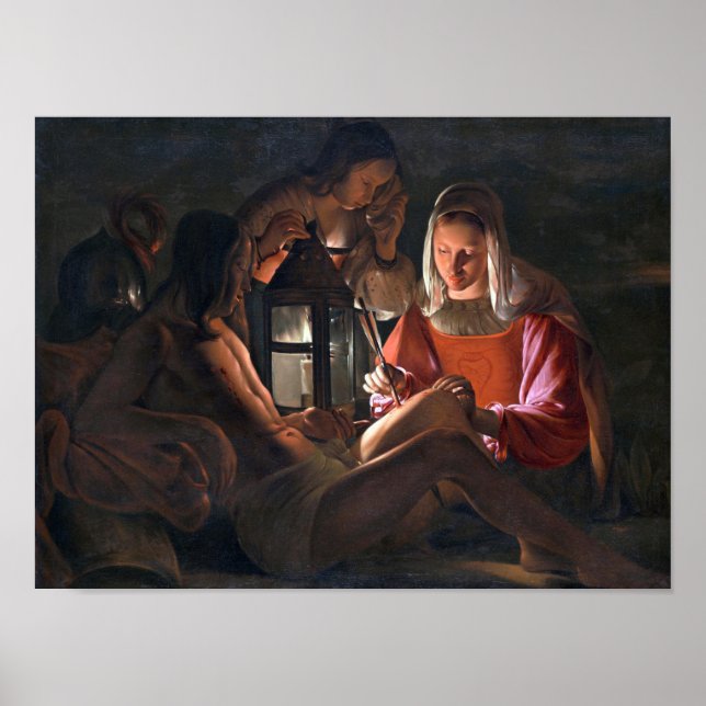 Saint Embraced av Irene, La Tour Poster (Framsidan)