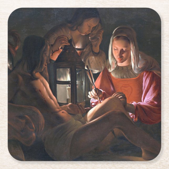 Saint Embraced av Irene, La Tour Underlägg Papper Kvadrat (Framsidan)