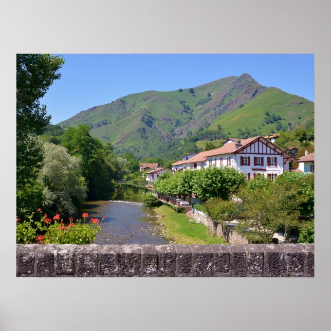 Saint-Etienne-de-Baigorry i Frankrike Postcard Poster (Framsidan)