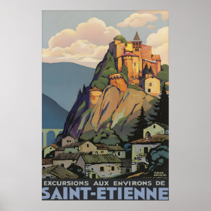 Saint-Étienne Frankrike Vintage Resa Poster Tryck