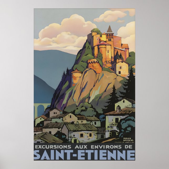 Saint-Étienne Frankrike Vintage Resa Poster Tryck (Framsidan)