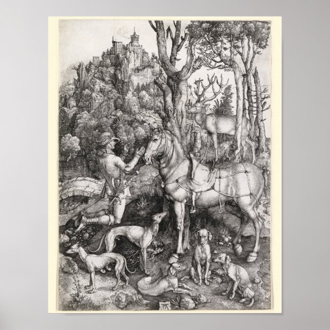 Saint Eustace Engrave av Albrecht Durer Poster (Framsidan)