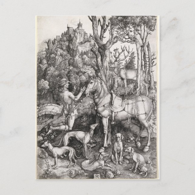 Saint Eustace Engrave av Albrecht Durer Vykort (Framsida)