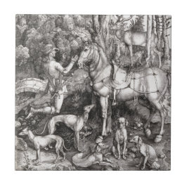 Saint Eustace Engraving av Albrecht Durer Kakelplatta