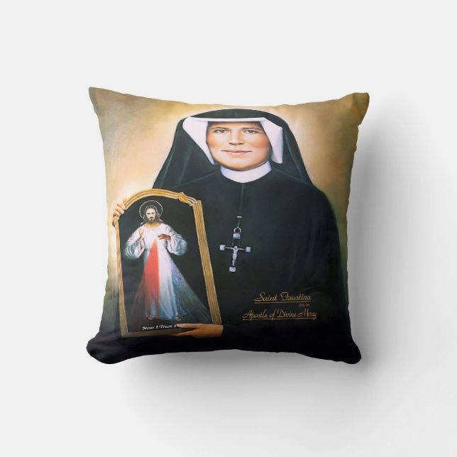 Saint Faustina Divine Mercy by Litany Lane Kudde (Framsida)