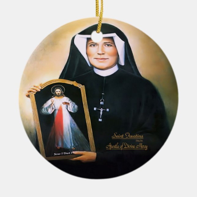 Saint Faustina, Divine Mercy Julgransprydnad Keramik (Framsidan)