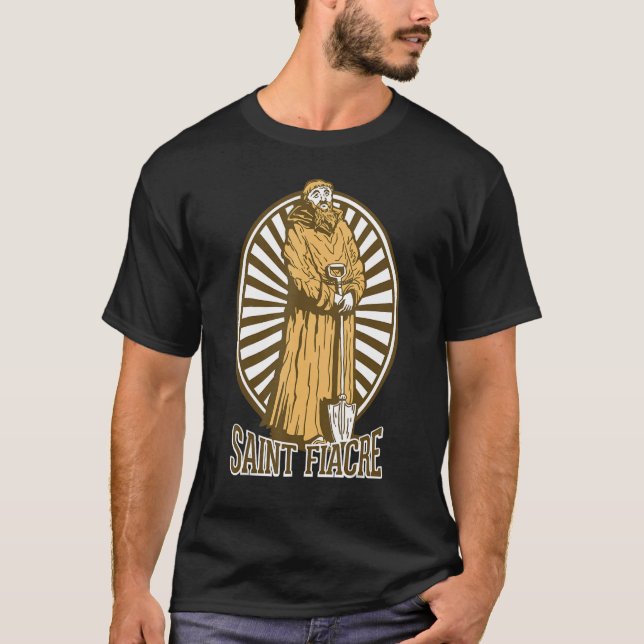 Saint Fiacre Patron Saint of Gardeners katolska Ga T Shirt (Framsida)