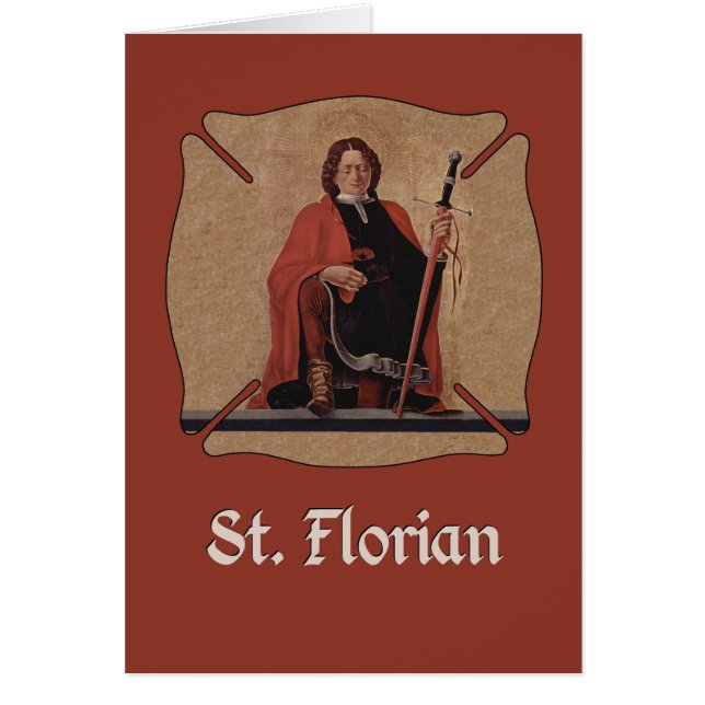 Saint Florian Protect Us, katolskt Saint Hälsningskort (Framsidan)