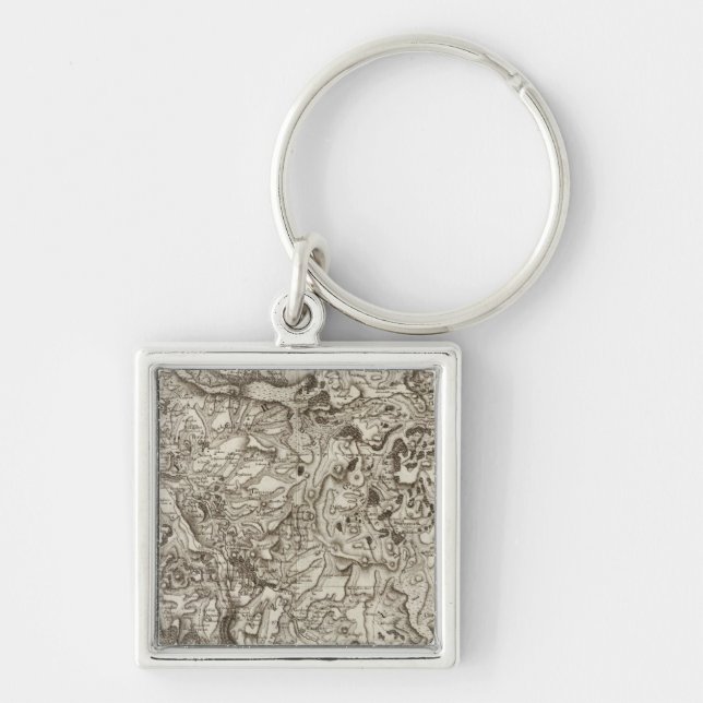 Saint-Flour Fyrkantig Silverfärgad Nyckelring (Framsidan)