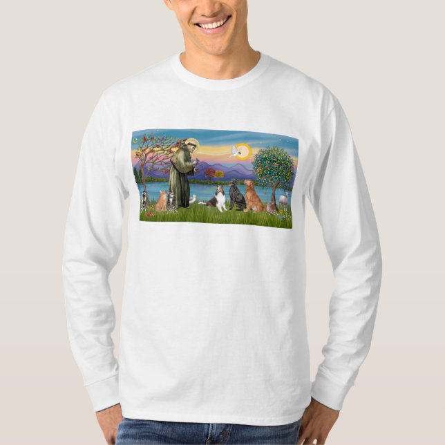 Saint Fraancis - 3 hundar, 2 katter ++ T Shirt (Framsida)