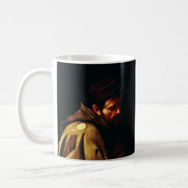 Saint Francis av Assisi av Caravaggio Kaffemugg (Vänster)