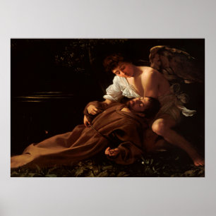 Saint Francis av Assisi av Caravaggio Poster