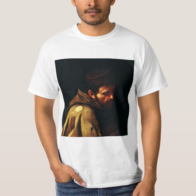 Saint Francis av Assisi av Caravaggio T Shirt (Framsida)