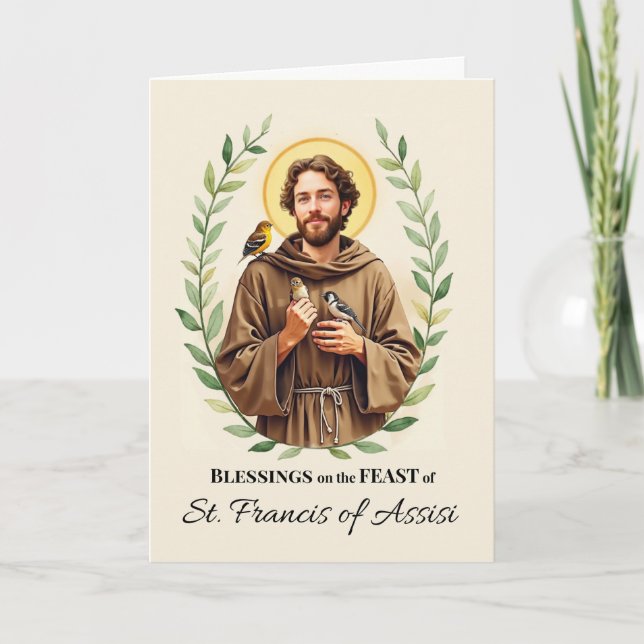Saint Francis av Assisi-festdag Blessings Leafy Kort (Framsida)