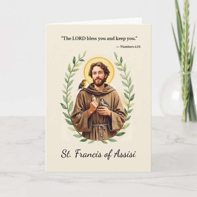 Saint Francis av Assisi Guds fred och välsignelser Kort (Framsida)