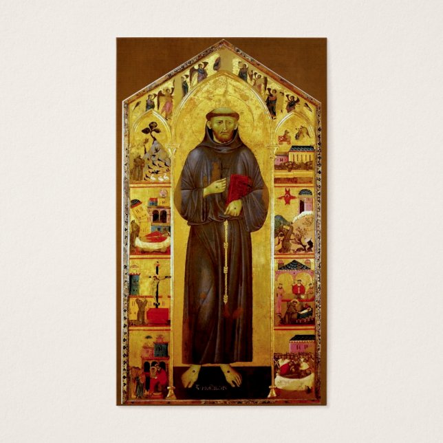 Saint Francis av Assisi Medieval Prayer Card Visitkort (Framsidan)