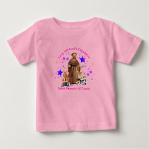 Saint Francis av rosa för den katolska flickan Ass T Shirt