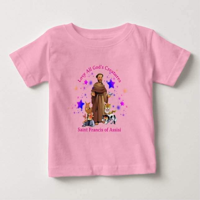 Saint Francis av rosa för den katolska flickan Ass T Shirt (Framsida)