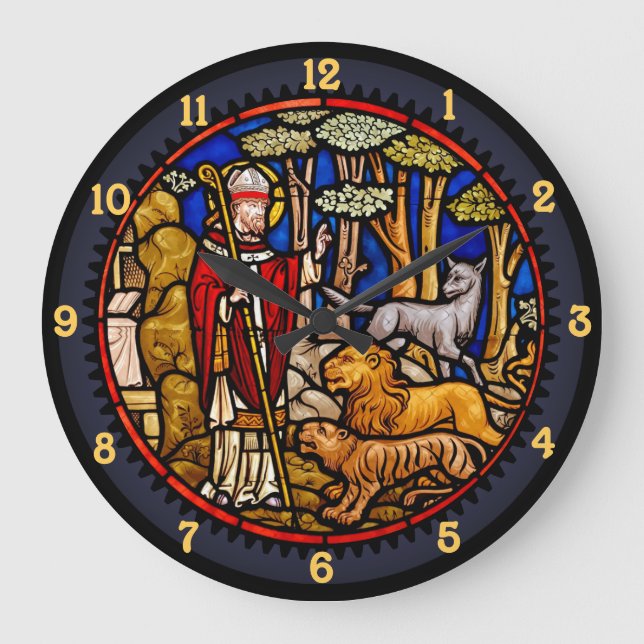 Saint Francis Blessing Beasts Wall Clock Stor Klocka (Framsida)