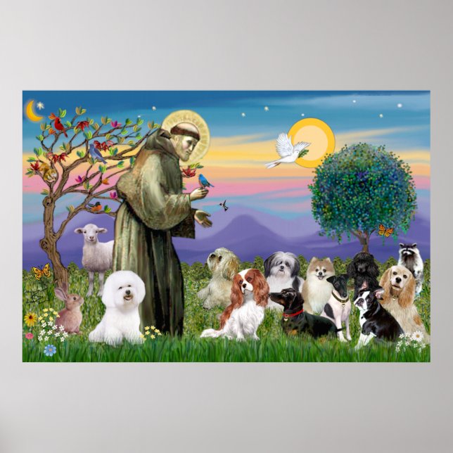 Saint Francis Blessing Ten Hundar Poster (Framsidan)