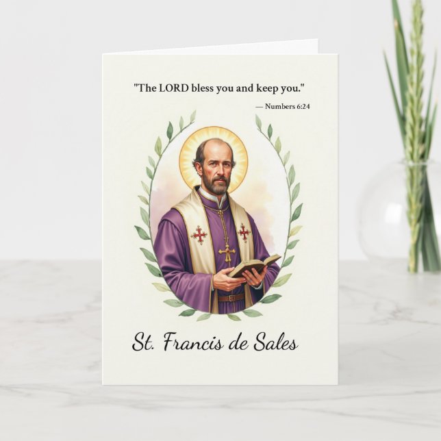 Saint Francis de Sales Gods Peace med Scripture Kort (Framsida)