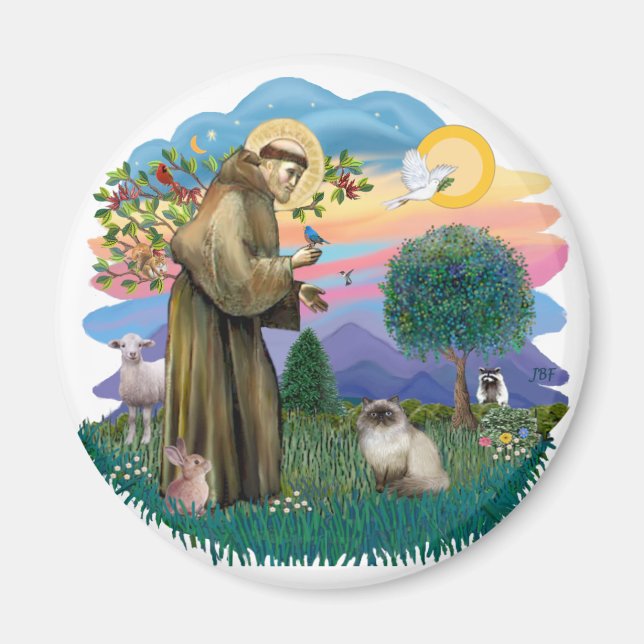 Saint Francis (ff) - Seal Point Himalayan cat Magnet (Framsidan)