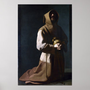 Saint Francis i Meditation (Zurbaran 1635) Poster