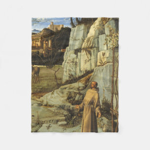 Saint Francis i öknen av Giovanni Bellini Fleecefilt