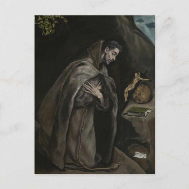 Saint Francis Kneeling i Meditation av El Greco Vykort (Framsida)