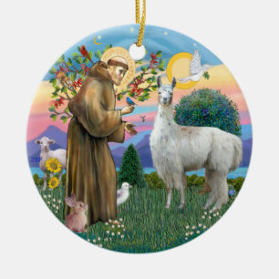 Saint Francis - Llama 12 Julgransprydnad Keramik