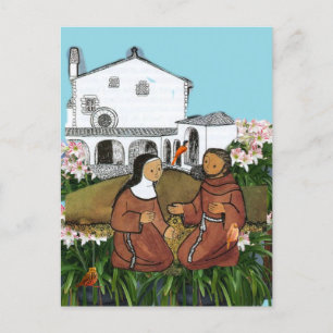 Saint Francis och Saint Clare av Assisi-kort Vykort