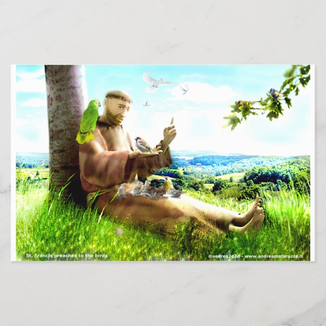 Saint Francis och sermonprediken för fåglar Flygblad (Framsidan)