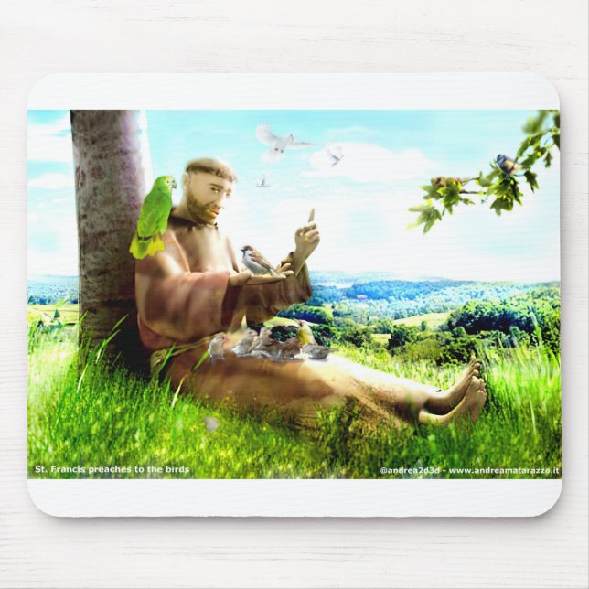 Saint Francis och sermonprediken för fåglar Musmatta (Framsidan)