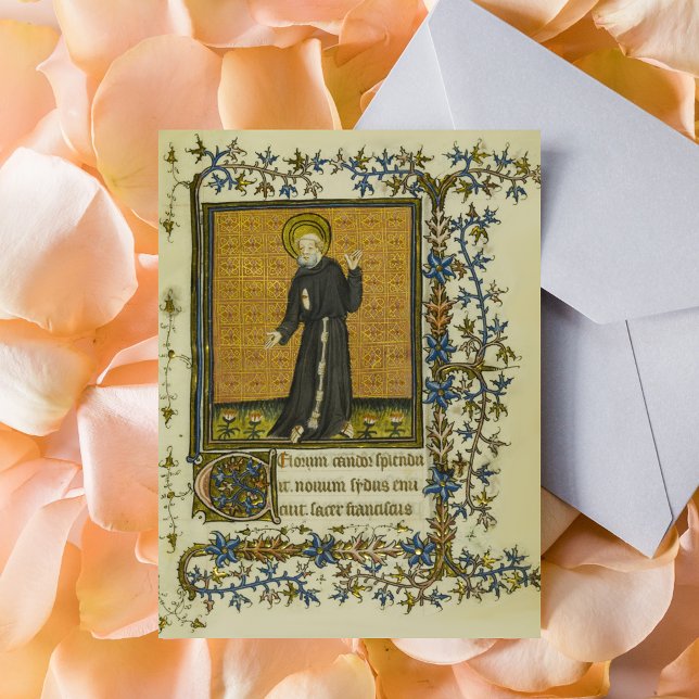 Saint Francis of Assisi Catholic Medieval Vykort (Saint Francis of Assisi Medieval Manuscript Catholic Christian Postcard)