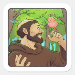 Saint Francis of Assisi Fyrkantigt Klistermärke