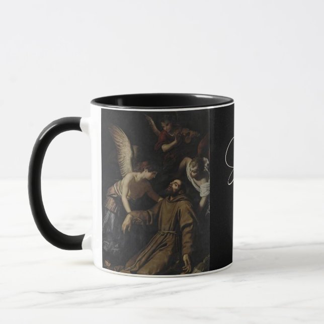 Saint Francis of Assisi, katolsk Saint Coffee Mugg (Vänster)