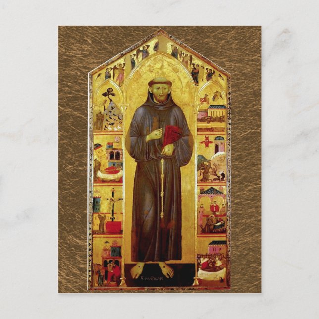 Saint Francis of Assisi Medieval Icon Vykort (Framsida)