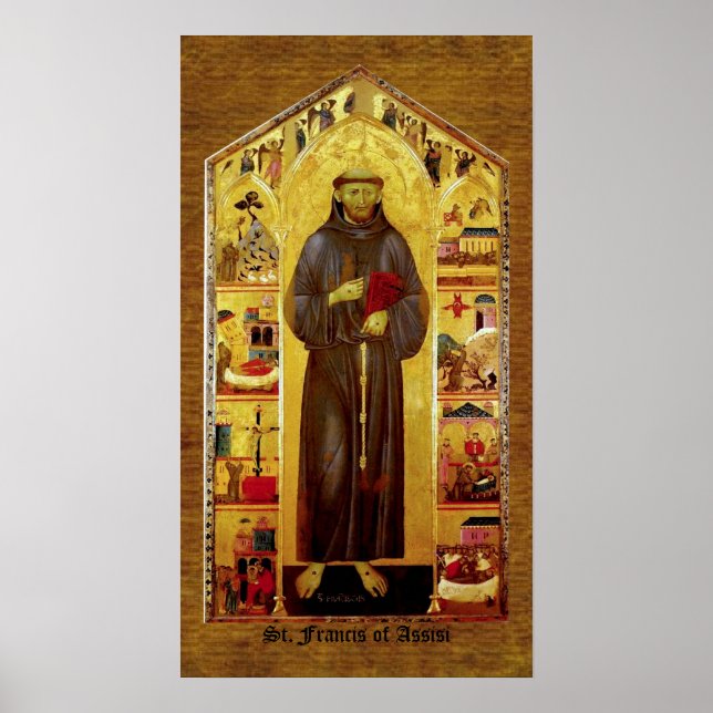 Saint Francis of Assisi Medieval Ikonography Poster (Framsidan)