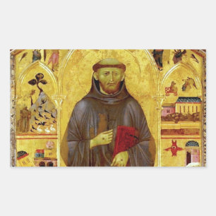 Saint Francis of Assisi Medieval Ikonography Rektangulärt Klistermärke