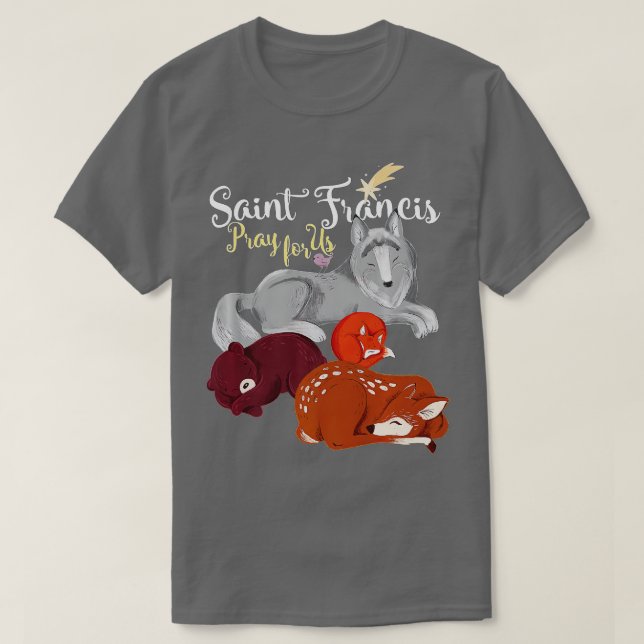 Saint Francis of Assisi Patron of Animals Varg Ani T Shirt (Design framsida)