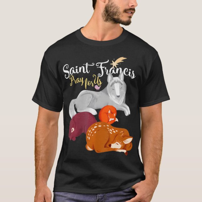 Saint Francis of Assisi Patron of Animals Varg T Shirt (Framsida)