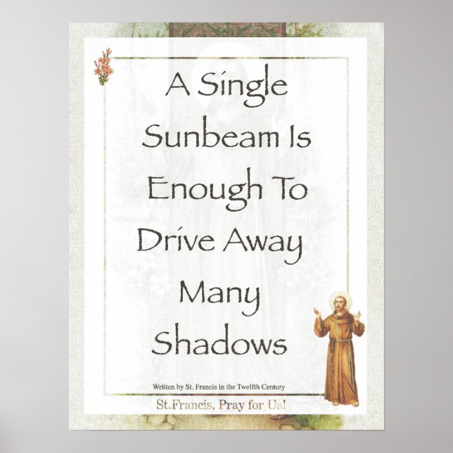 Saint Francis of Assisi Sunstråle PRAYER Poster (Framsidan)