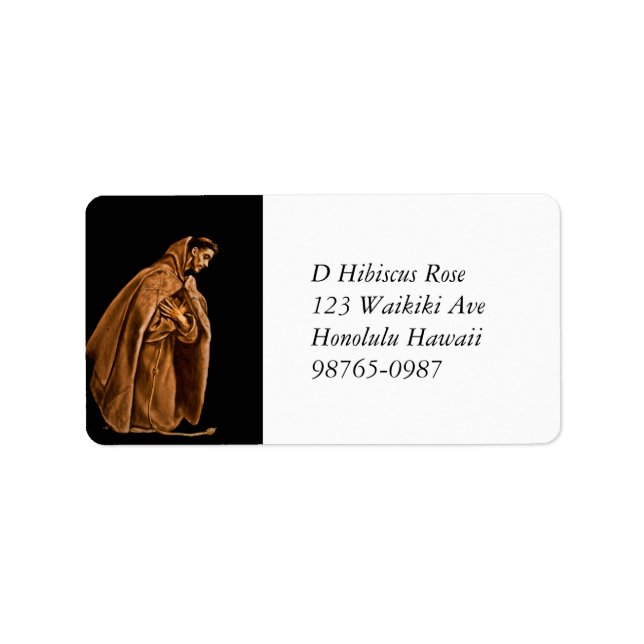 Saint Francis på Hans Knees Adressetikett (Framsidan)